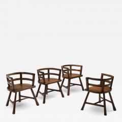 Four Sculptural Oak Dining Chairs Scandinavia First half of the 20th Century - 4561888