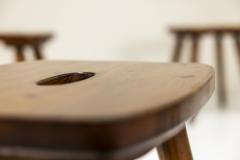 Four Wooden Stools in Stained Pine Italy 1960s - 3939233