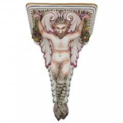 Four decorative porcelain wall brackets of satyr form - 1451602