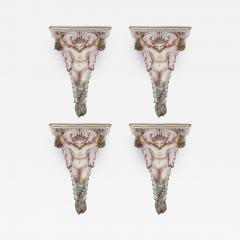 Four decorative porcelain wall brackets of satyr form - 1453427