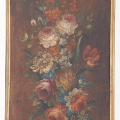 Four floral paint decorated wood panels c 1930  - 3717585