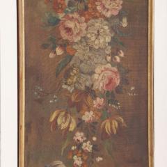 Four floral paint decorated wood panels c 1930  - 3717592