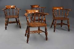 Four mid 19th century smokers bow Windsor or Captain s chairs - 4757063