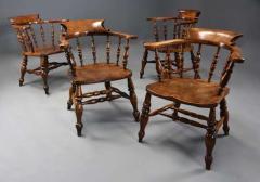 Four mid 19th century smokers bow Windsor or Captain s chairs - 4757064