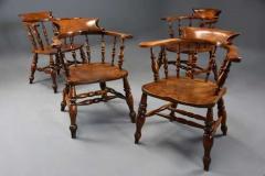 Four mid 19th century smokers bow Windsor or Captain s chairs - 4757065