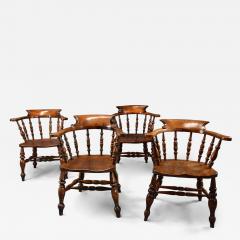 Four mid 19th century smokers bow Windsor or Captain s chairs - 4762002