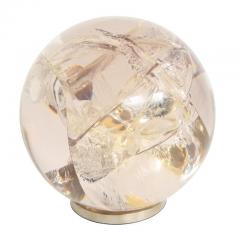 Fractured Resin Sphere Sculpture Cast Acrylic Nickel Base - 2776419
