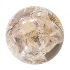 Fractured Resin Sphere Sculpture Cast Acrylic Nickel Base - 2776421