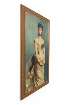 Framed American Victorian Style Canvas Print of an Oil Portrait Depicting a Lady - 4654092