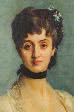 Framed American Victorian Style Canvas Print of an Oil Portrait Depicting a Lady - 4654094