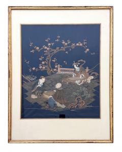 Framed Antique Japanese Embroidery Fukusa Textile Panel - 3245277