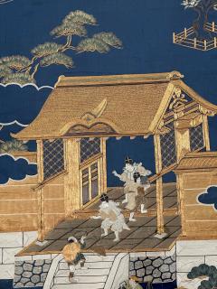 Framed Antique Japanese Embroidery Fukusa Textile Panel - 3261834