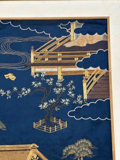 Framed Antique Japanese Embroidery Fukusa Textile Panel - 3261835