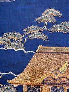 Framed Antique Japanese Embroidery Fukusa Textile Panel - 3261838