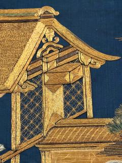 Framed Antique Japanese Embroidery Fukusa Textile Panel - 3261843