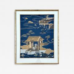 Framed Antique Japanese Embroidery Fukusa Textile Panel - 3262113