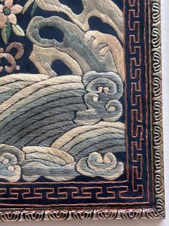 Framed Chinese Qing Dynasty Embroidered First Rank Badge - 4196356