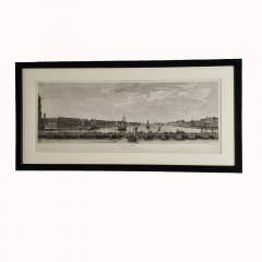 Framed Engraving of floating bridge on Neva in St Petersberg c 1750 - 3436335