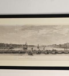 Framed Engraving of floating bridge on Neva in St Petersberg c 1750 - 3436337