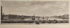 Framed Engraving of floating bridge on Neva in St Petersberg c 1750 - 3436398