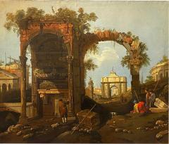 Framed Italian Capriccio Oil On Canvas - 2567089