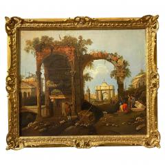 Framed Italian Capriccio Oil on Canvas - 3915866