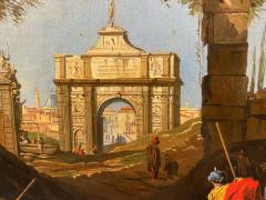 Framed Italian Capriccio Oil on Canvas - 3915872