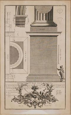 Framed Italian Neo Classic Engravings of an Ionic Base Pedestal Diagram - 4717135