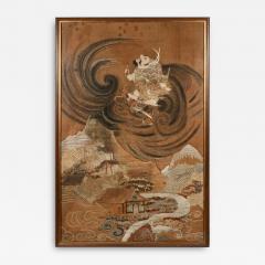 Framed Japanese Antique Embroidery Tapestry Meiji Period - 3320691
