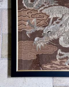 Framed Japanese Embroidery Dragon Tapestry Meiji Period - 4184314