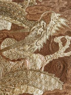Framed Japanese Embroidery Dragon Tapestry Meiji Period - 4184317