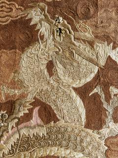 Framed Japanese Embroidery Dragon Tapestry Meiji Period - 4184319