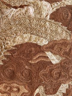 Framed Japanese Embroidery Dragon Tapestry Meiji Period - 4184320