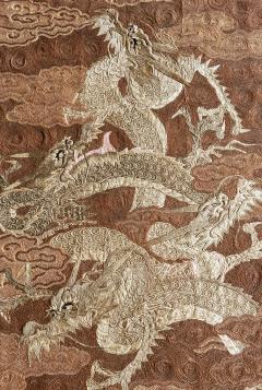 Framed Japanese Embroidery Dragon Tapestry Meiji Period - 4184322