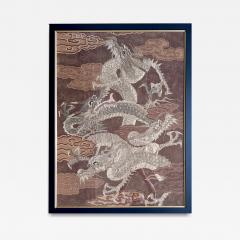 Framed Japanese Embroidery Dragon Tapestry Meiji Period - 4185564