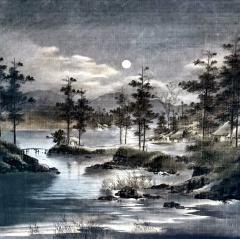 Framed Japanese Velvet Yuzen Birodo Tapestry Panel Meiji Period - 4449315