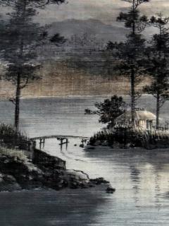 Framed Japanese Velvet Yuzen Birodo Tapestry Panel Meiji Period - 4449319