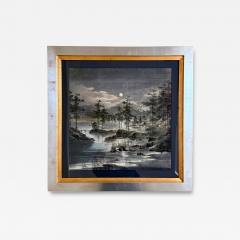 Framed Japanese Velvet Yuzen Birodo Tapestry Panel Meiji Period - 4449353