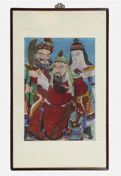 Framed Korean Folk Painting of General Guan Gong - 2505731