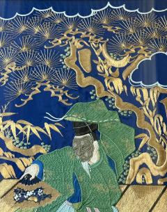 Framed Large Japanese Embroidery Silk Fukusa of Superb Quality Meiji Period - 4570334