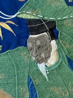 Framed Large Japanese Embroidery Silk Fukusa of Superb Quality Meiji Period - 4570340