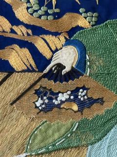 Framed Large Japanese Embroidery Silk Fukusa of Superb Quality Meiji Period - 4570341