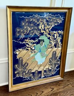 Framed Large Japanese Embroidery Silk Fukusa of Superb Quality Meiji Period - 4570344