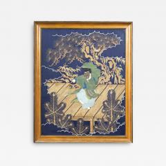 Framed Large Japanese Embroidery Silk Fukusa of Superb Quality Meiji Period - 4574436