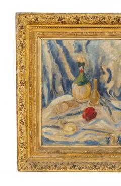 Framed Oil On Canvas Still Life With Wine Bottle - 4140199