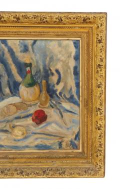 Framed Oil On Canvas Still Life With Wine Bottle - 4140202