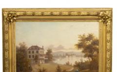 Framed Oil Painting Of A Lakeside House In Landscape - 4144667