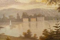 Framed Oil Painting Of A Lakeside House In Landscape - 4144706