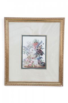 Framed Still Life Illustration of a White Marble Urn of Flowers and Birds Nest - 4672148