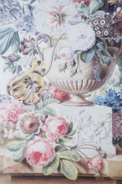 Framed Still Life Illustration of a White Marble Urn of Flowers and Birds Nest - 4672156